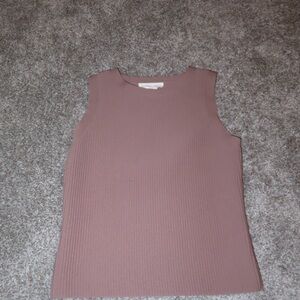 Sleeveless Ribbed Top in Mauve